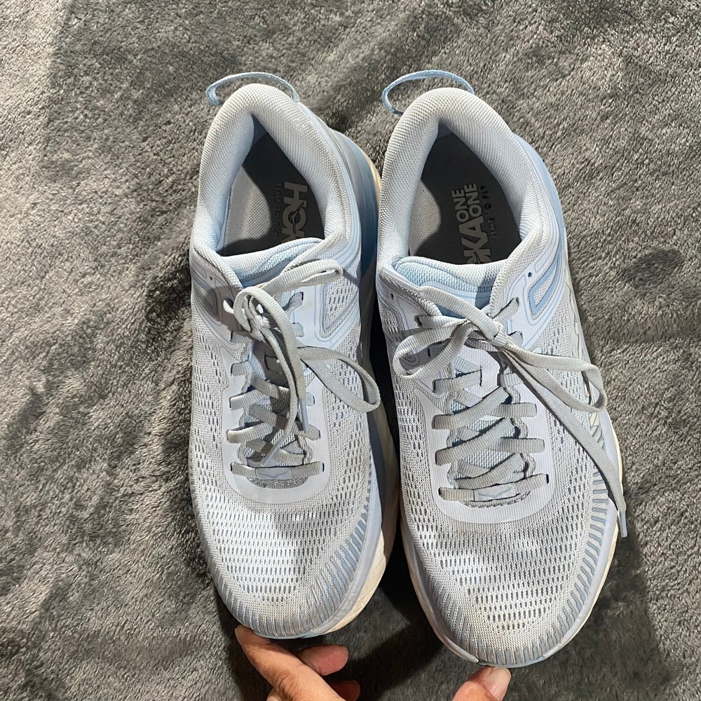 Hoka One One Bondi 7 Wide Womens 9D Ice Blue Running Shoes 1110531 IRW